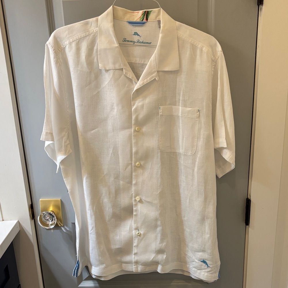 Tommy Bahama white linen Men's Casual Shirt